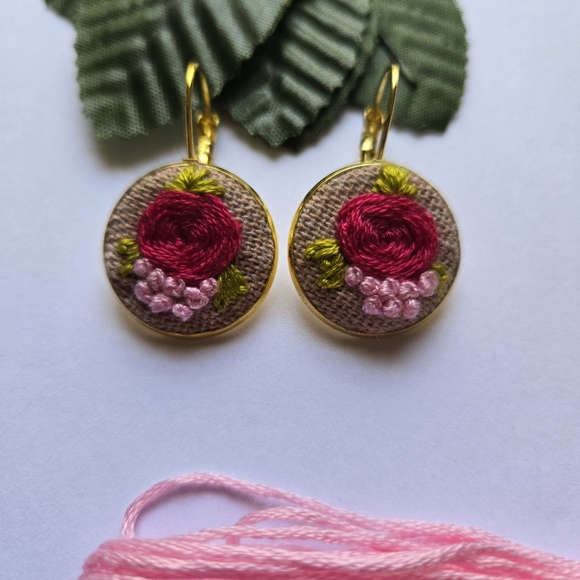 Handembroidered Earrings - Picture 3 of 5